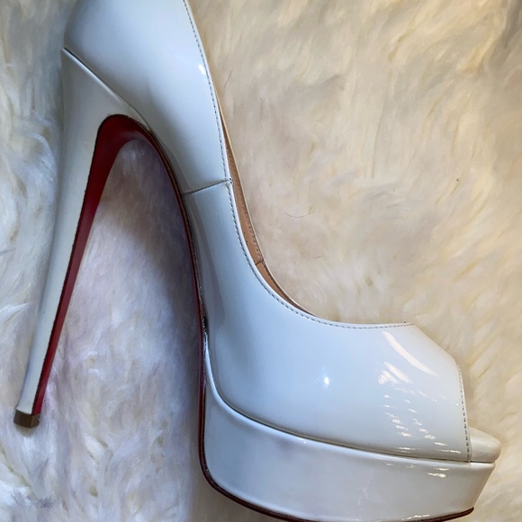 Christian Louboutin Lady peep 150 calf rare white size E38 US7.5 EUC - Picture 5 of 11